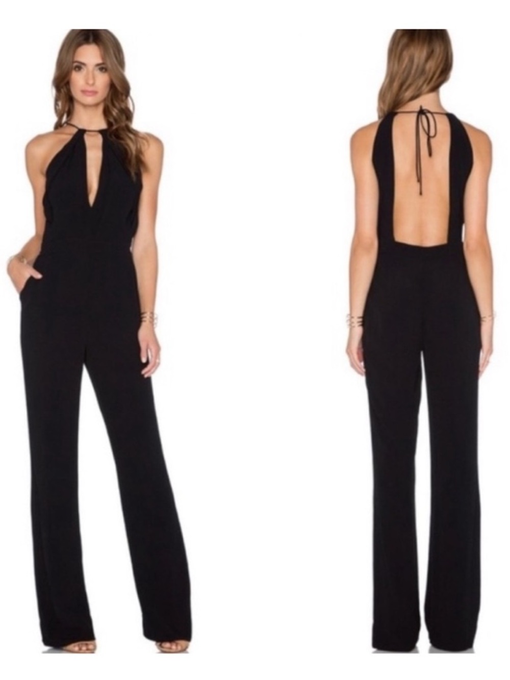 Diane Von Furstenberg Ireland Black Halter Jumpsuit *FLAW*